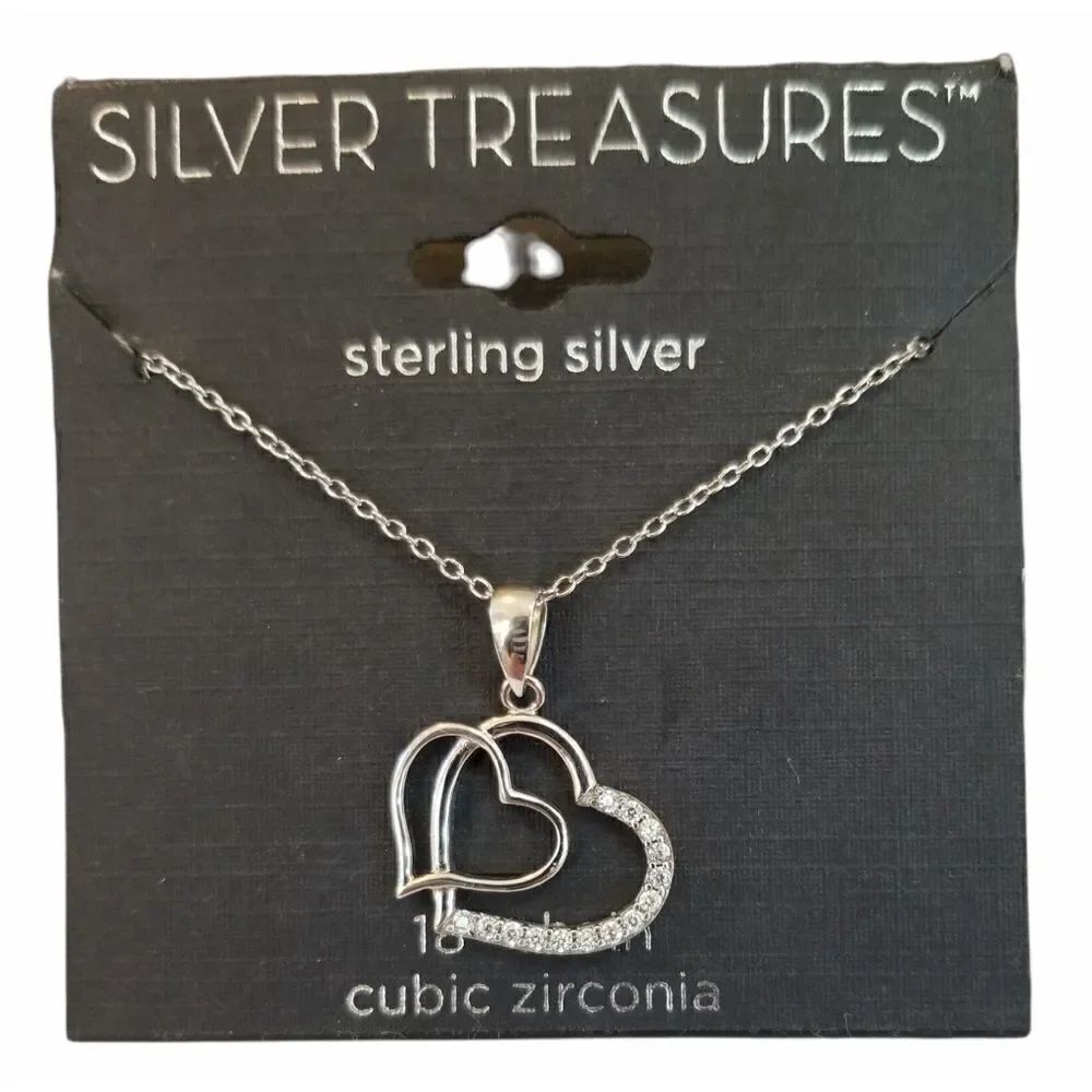 Silver Treasures Sterling Silver Heart Necklace
